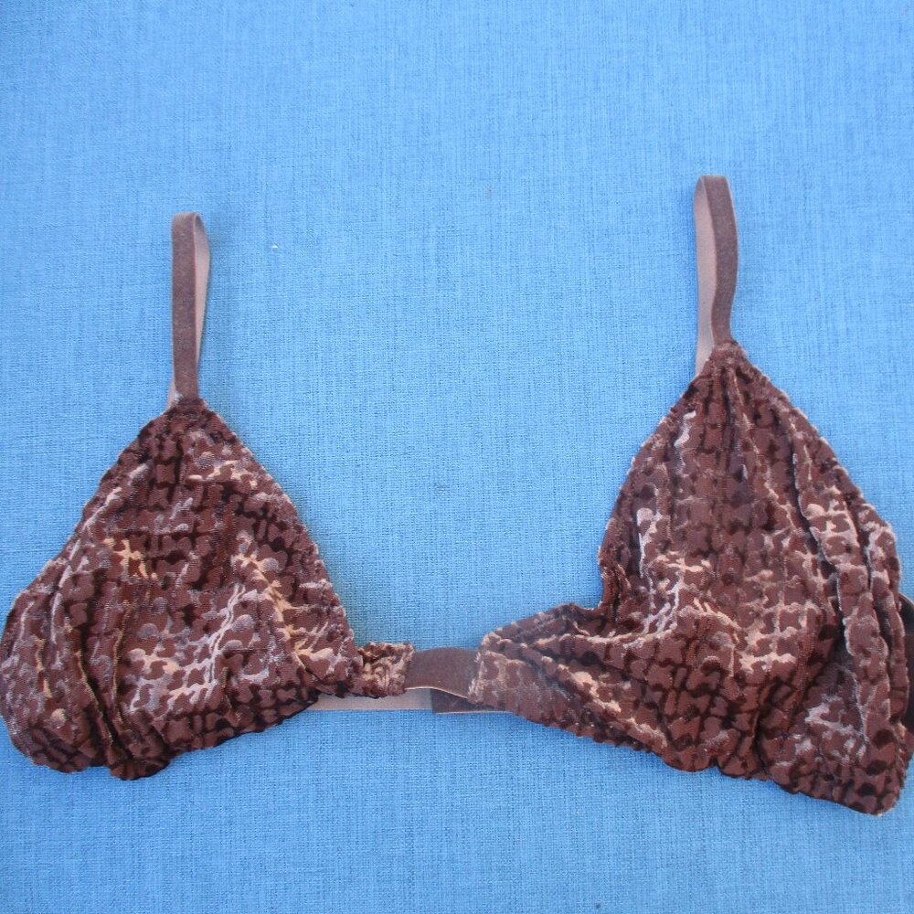 NWT SKIMS ~ Velvet Burnout Logo Triangle Bralette Chestnut ~ 4X ~ BR-TRI-1113 - Picture 4 of 7